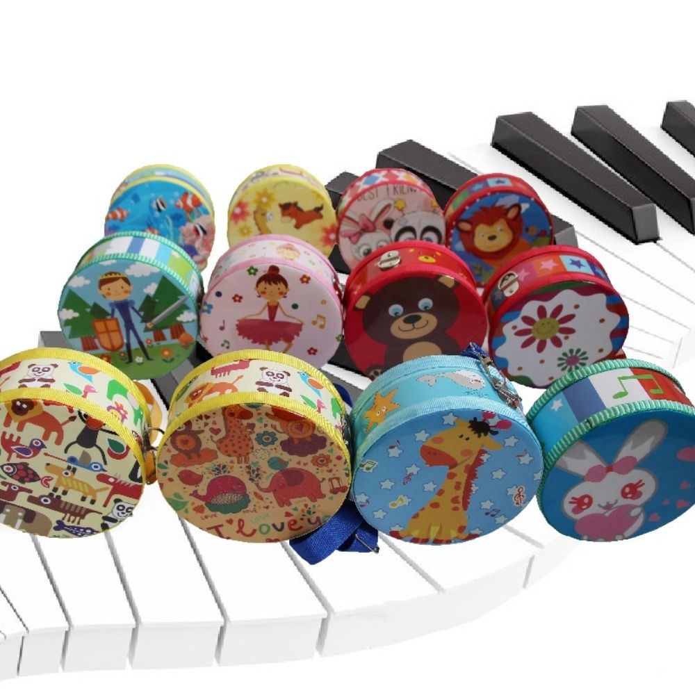 Musical Instrument With Hand - Drewniany bęben dziecięcy dwustronny z pałeczkami