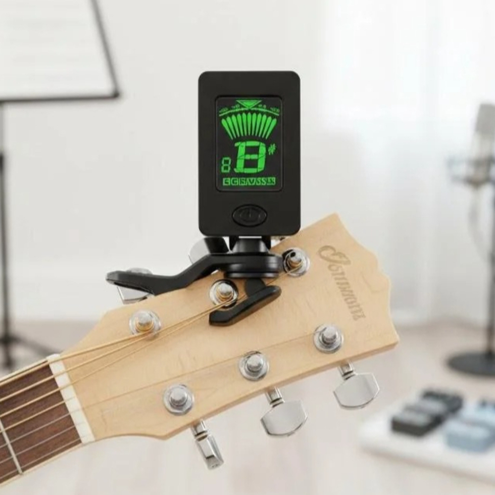 Musical Instrument Bass - Tuner gitarowy Stonego LCD z klipsem,